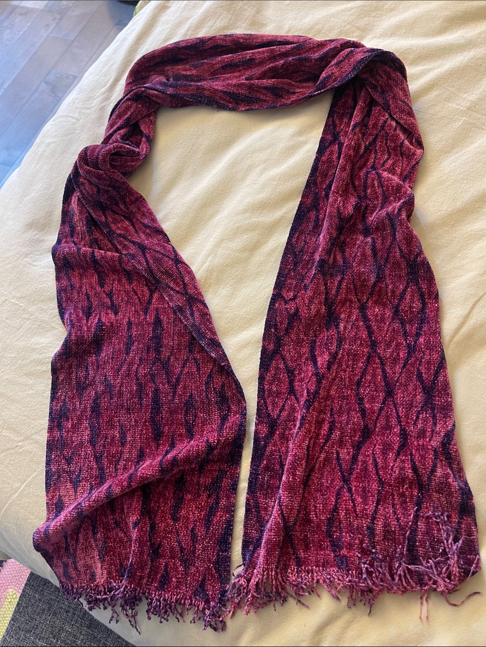 Women’s Pink Patterned Scarf - Unbranded